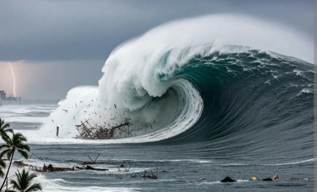 Ilustrasi Tsunami di beberapa daerah di Indonesia usai Gempa 7,6 di Filipina. [Int] 